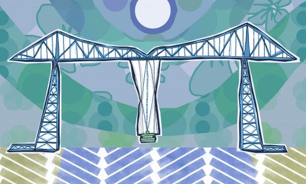 Lizzie Lovejoy's illustration of Middlesbrough's Transporter Bridge