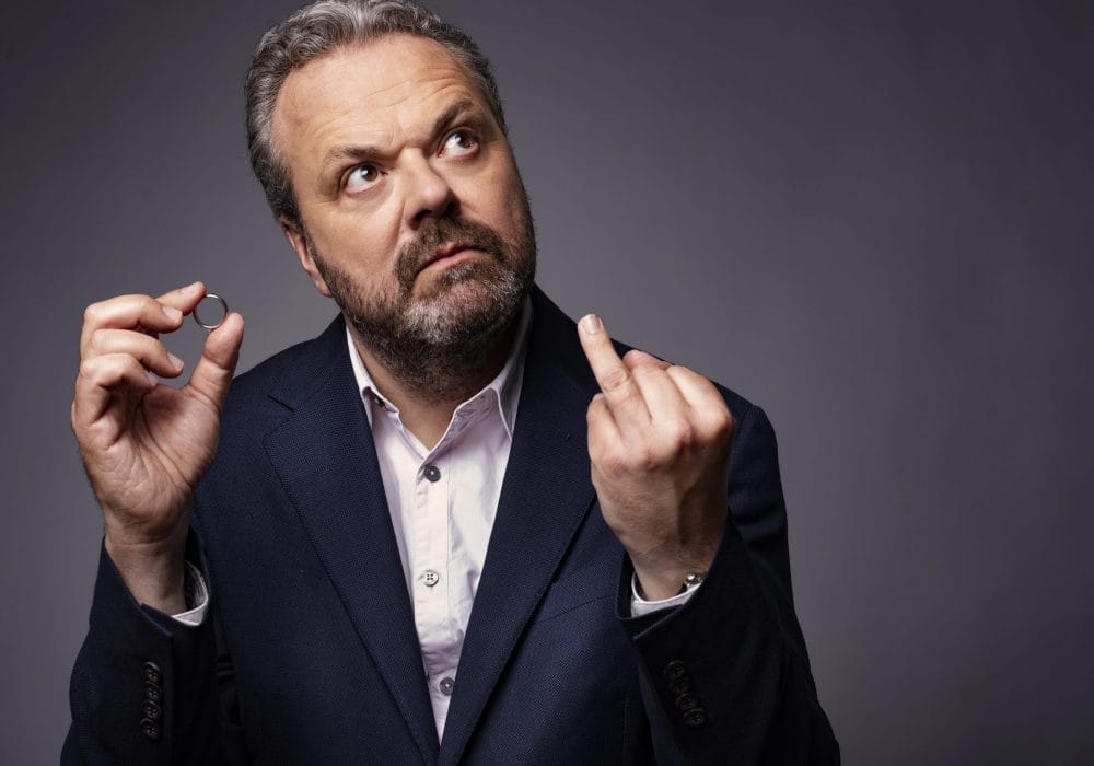 Hal Cruttenden taking his wedding ring off