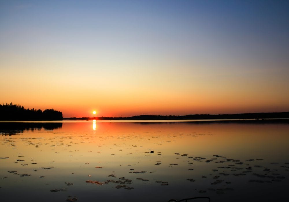 Sunset over a lake