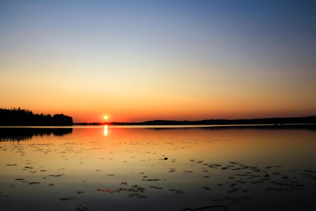 Sunset over a lake