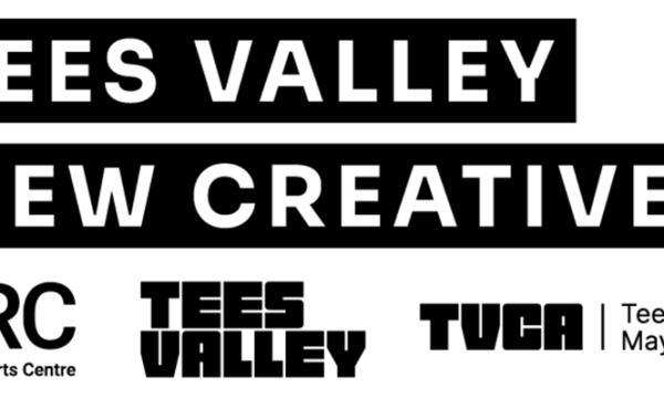 Tees Velley New Creatives Logo featuring the logos for ARC Stockton Arts Centre Tees Valley Combined Authority, and Tees Valley Combined Authority Mayor