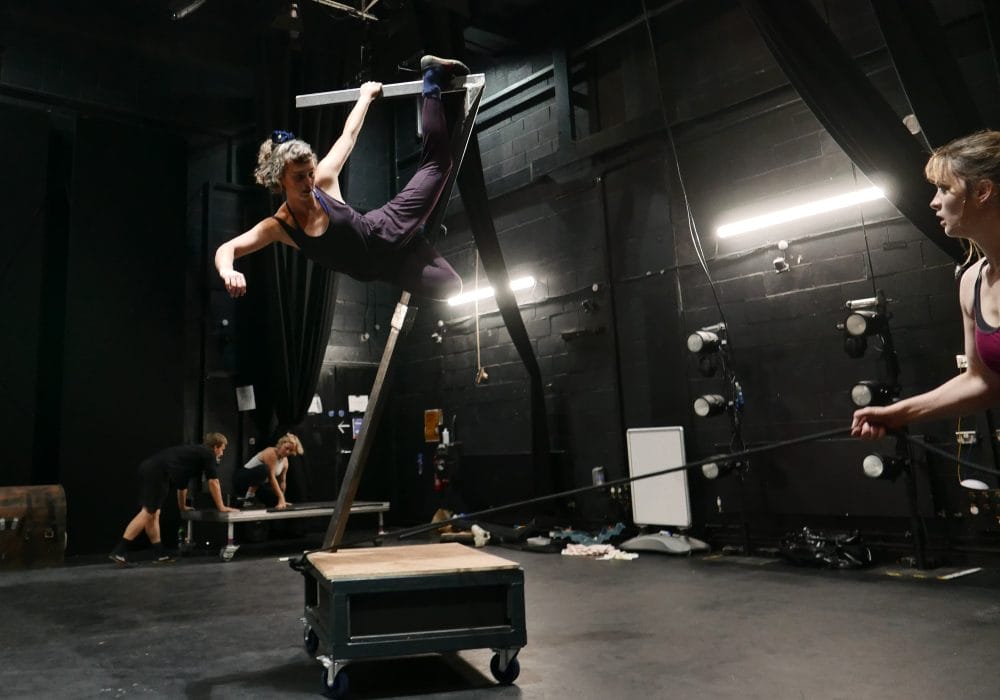 Circus performers practice in ARC's Theatre space