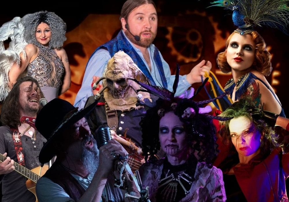 Collage of the artists performing in the cabaret