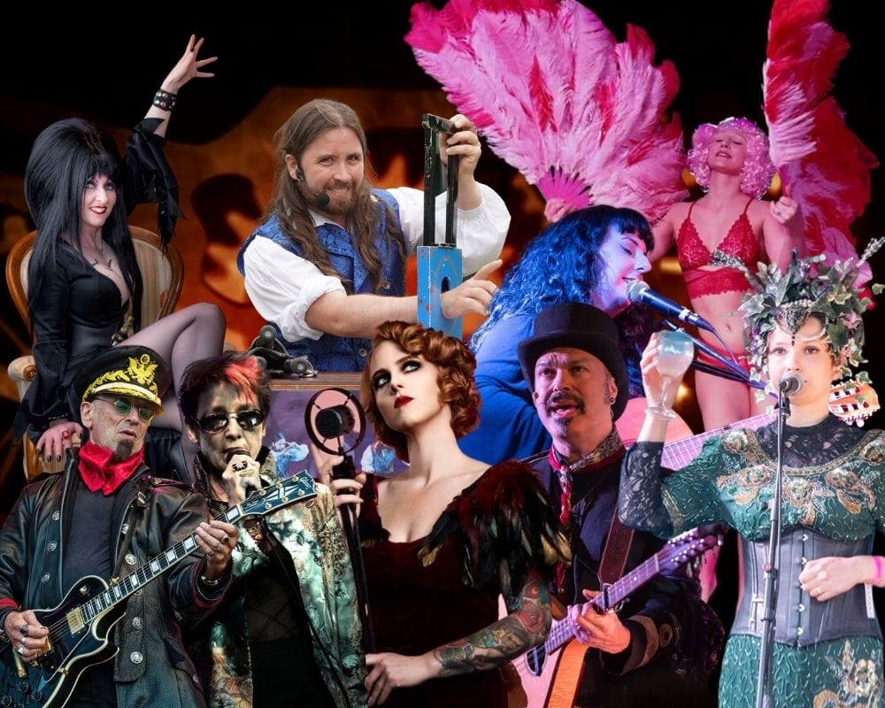 Collage of the artists performing in the cabaret