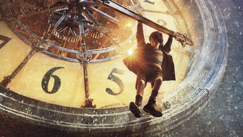 A young person hangs from the hand on a large clock face