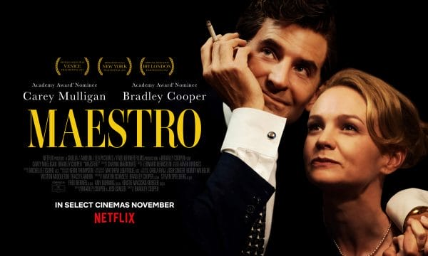 Maestro- Bradley Cooper smoking a cigarette next to Carey Mulligan
