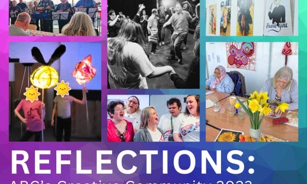 Collage of images showing different community groups at ARC. Reflections: ARC's Creative Community 2023