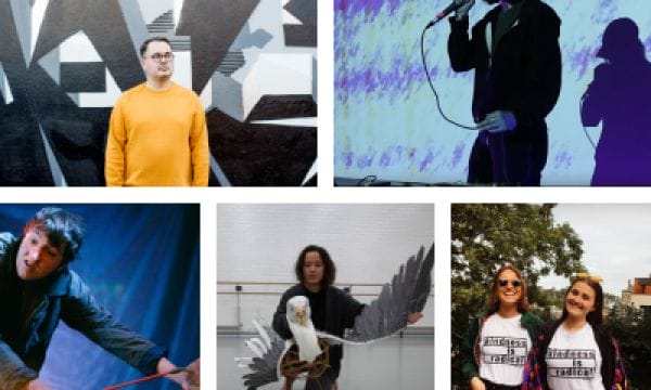 A collage of five artists and companies selected for the Make New Work programme