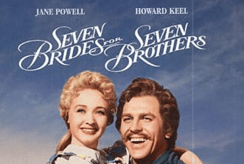 Two of the main characters, played by Jane Powell & Howard Keel embrace and look on happily