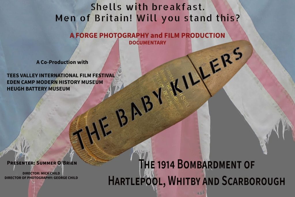 The background is a faded union jack with a brass coloured bullet with The Baby Killers in black text.