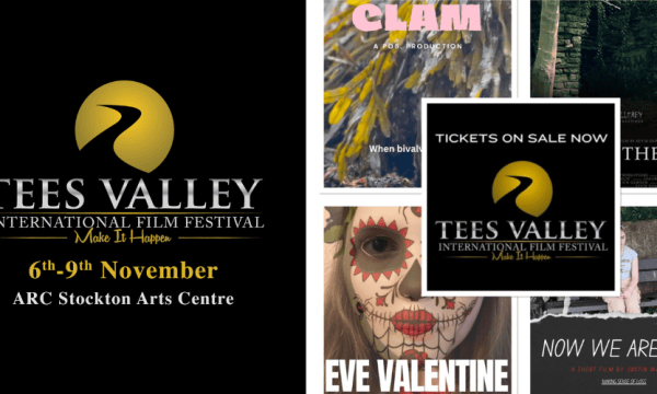 Tees Valley International Film Festival logo and dates 6-9 November, plus a collage of 4 promo images for the films in the Smartphone category