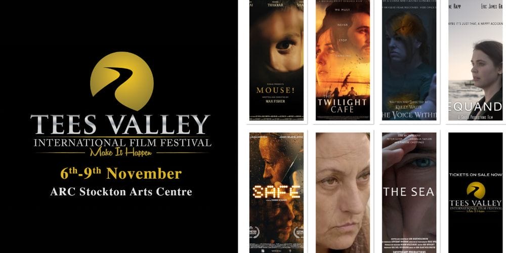 Tees Valley International Film Festival logo and dates 6-9 November, plus a collage of 7 promo images for the films in the Drama (Block 2) category