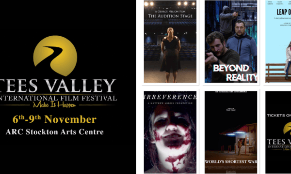 Tees Valley International Film Festival logo and dates 6-9 November, plus a collage of 6 promo images for the films in the First Time category