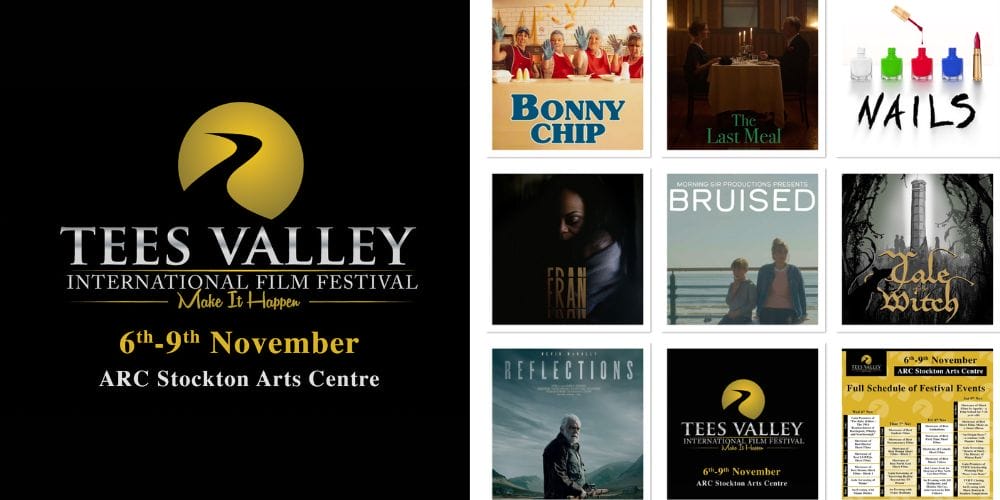 Tees Valley International Film Festival logo and dates 6-9 November, plus a collage of 7 promo images for the films in the Red Carpet event