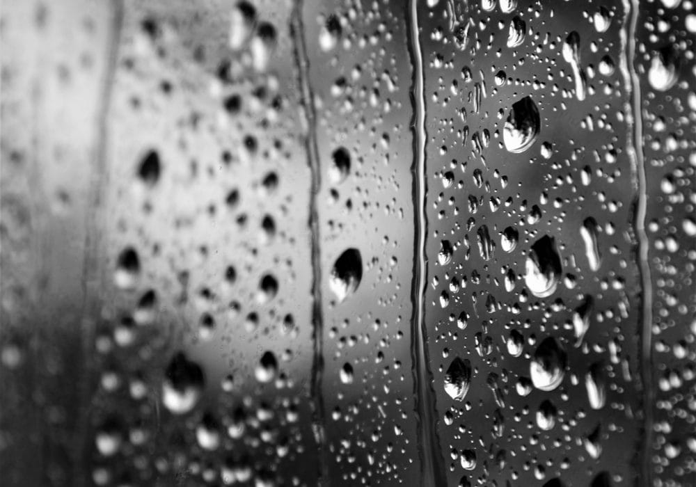 Raindrops on a pane of glass.