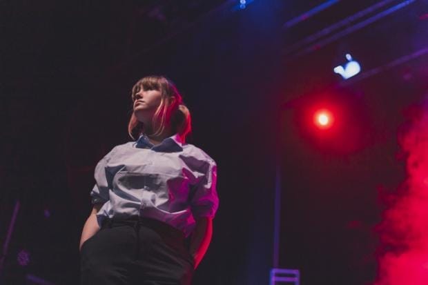 Izzy Sander, Northern School of Art student, on stage during a performance