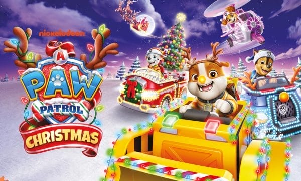 A cartoon image of a group of dogs driving snowploughs