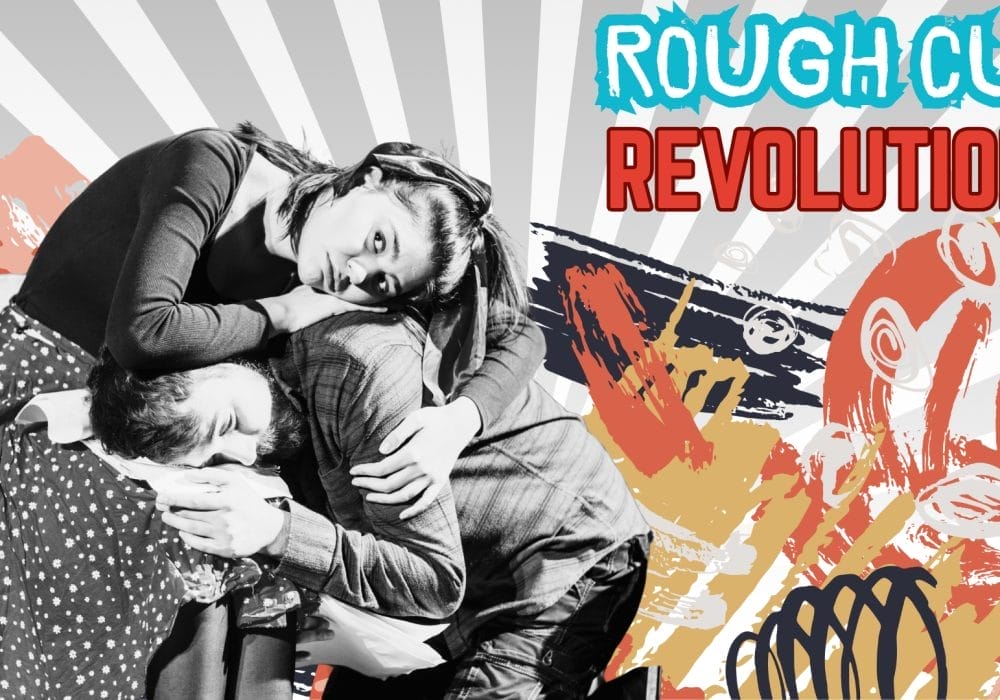 A Female and male actor hugging each other