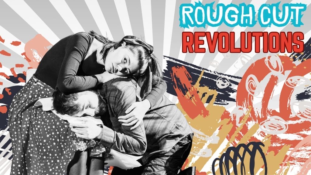 A Female and male actor hugging each other