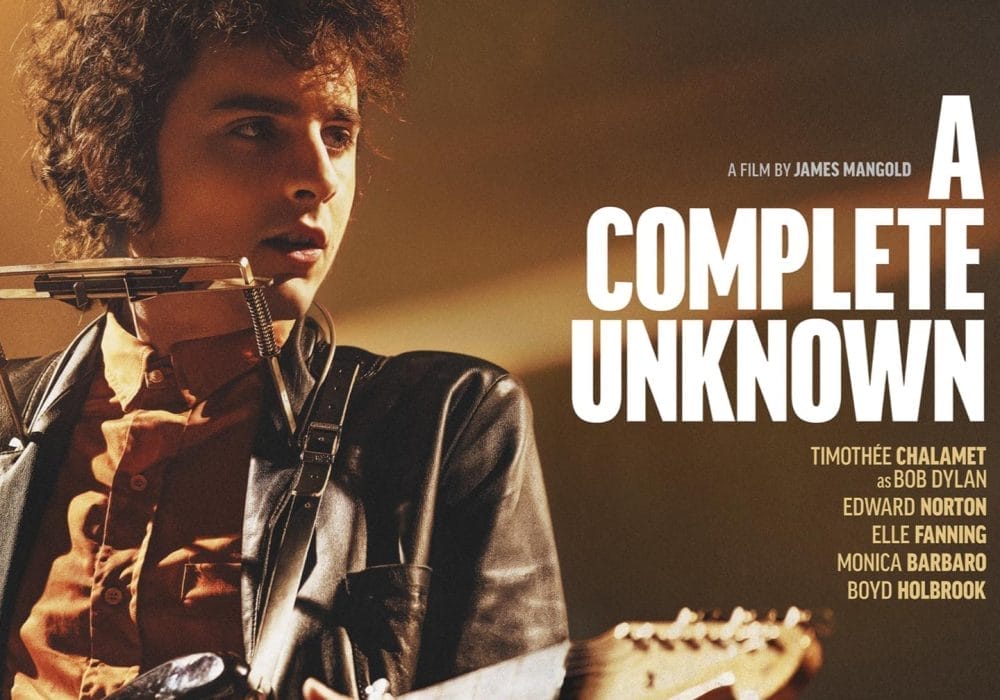 An actor playing the part of folk musician Bob Dylan